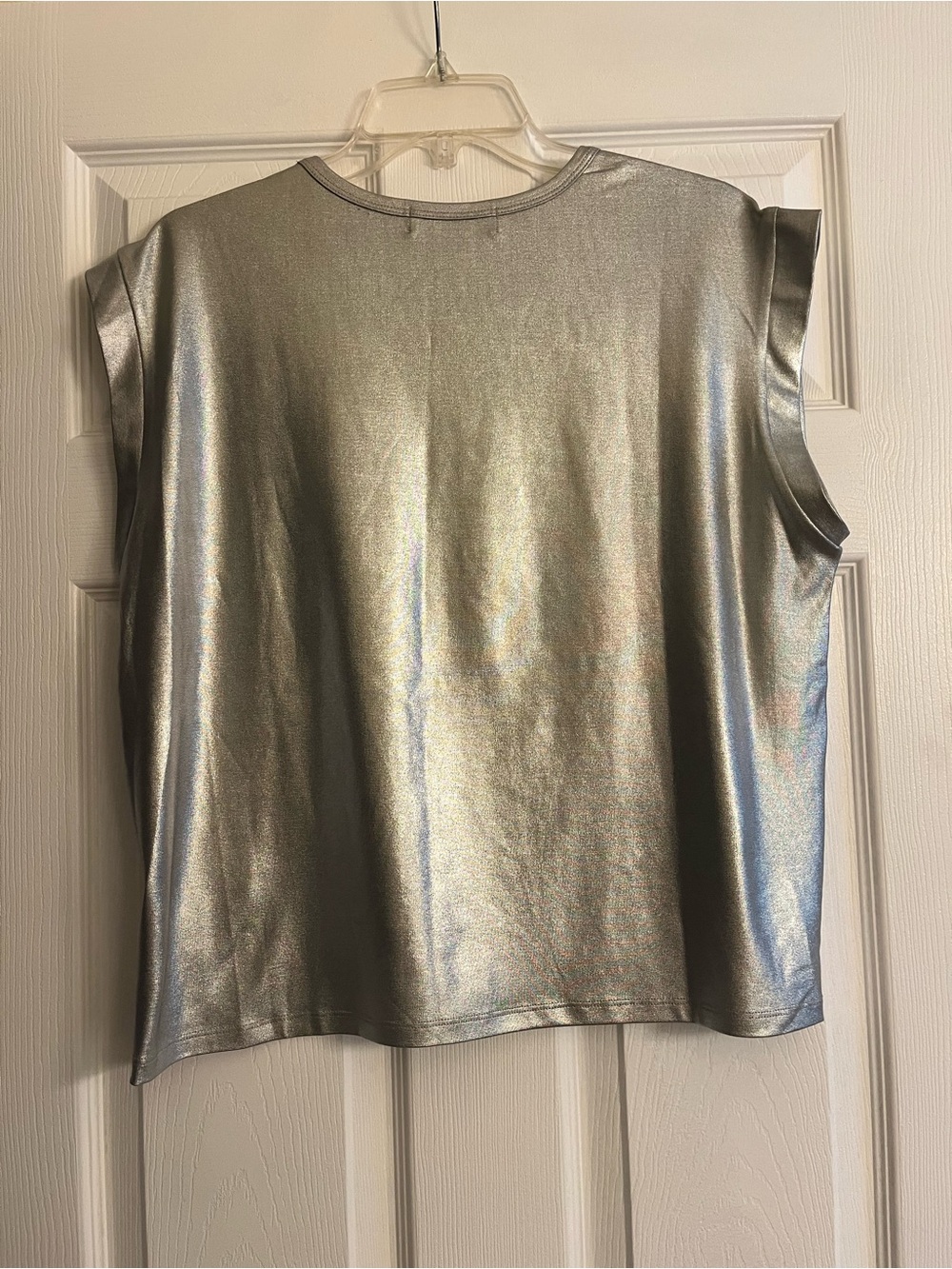 Rebecca Minkoff Metallic Silver Cap-Sleeve Tee - Picture 3 of 6
